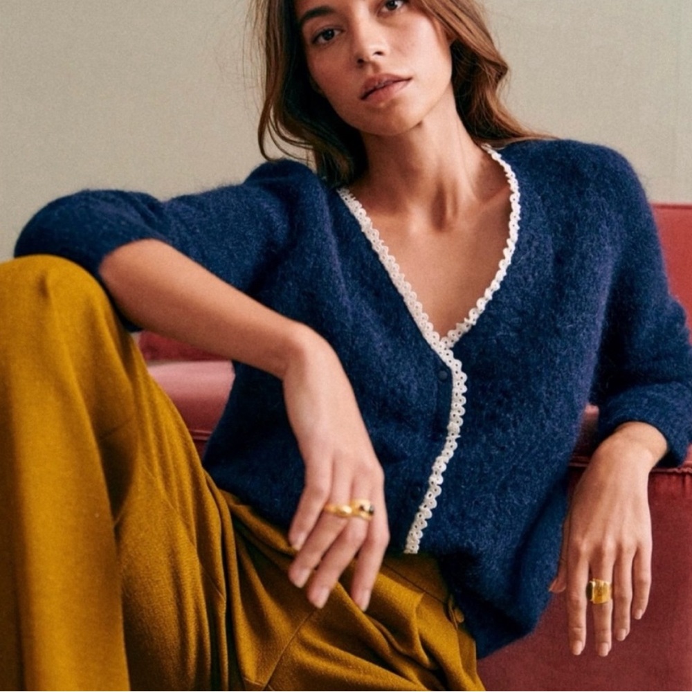 ✨ New Sezane Maryam wool sweater with lace details XXS